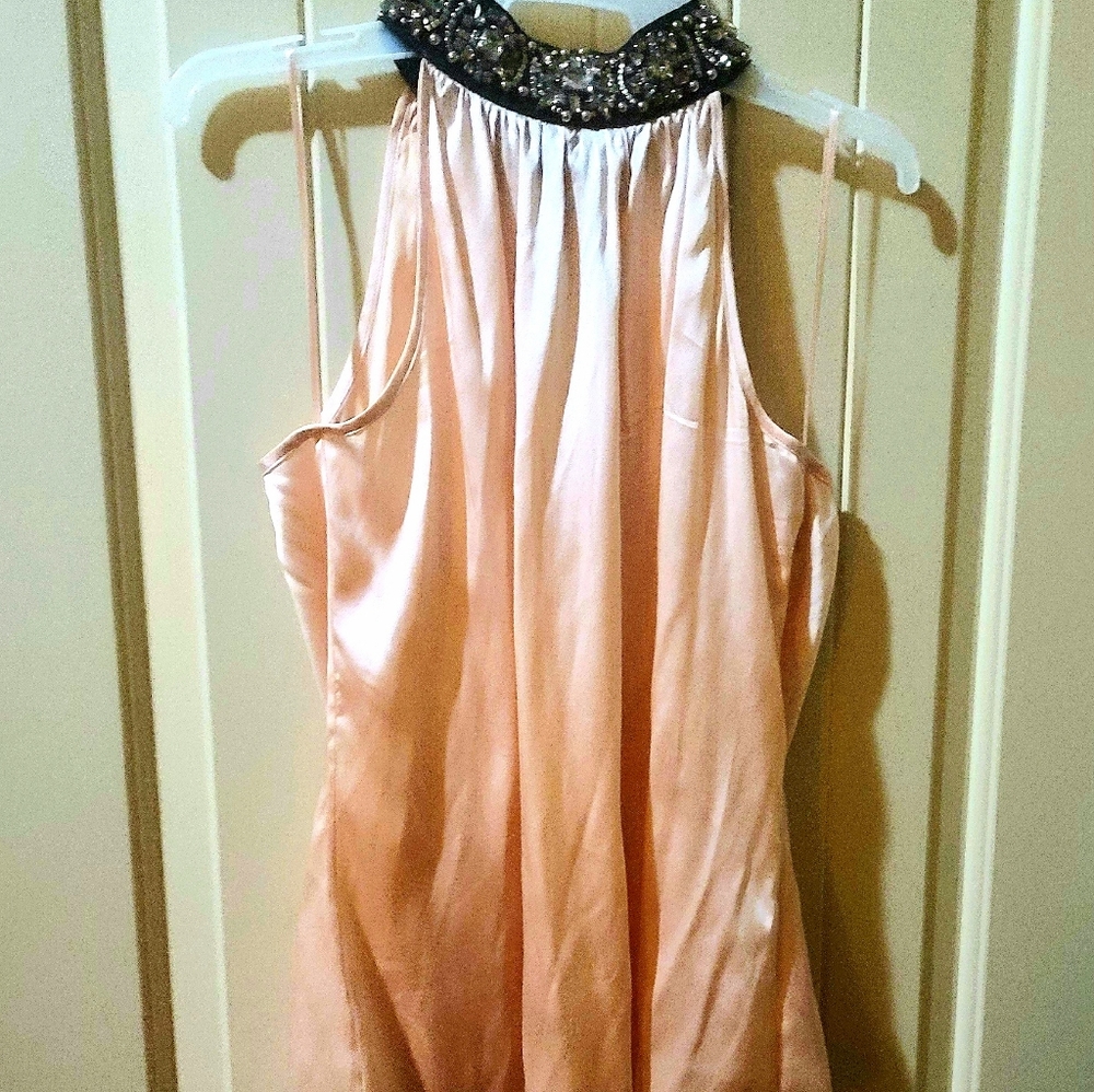 Pink Silk Blouse with Jewel studded collar